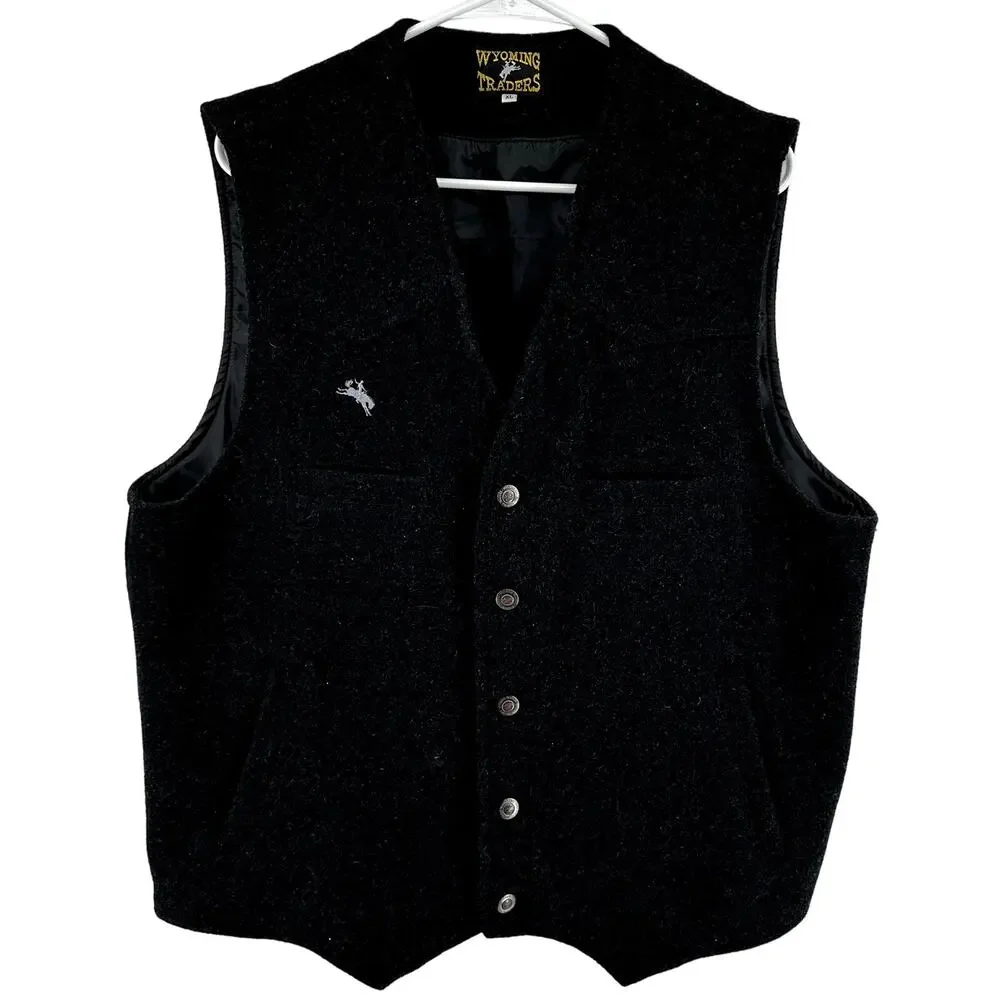 Wyoming Traders 100% Australian Wool Vest Water Resistant Pockets Lined Black XL